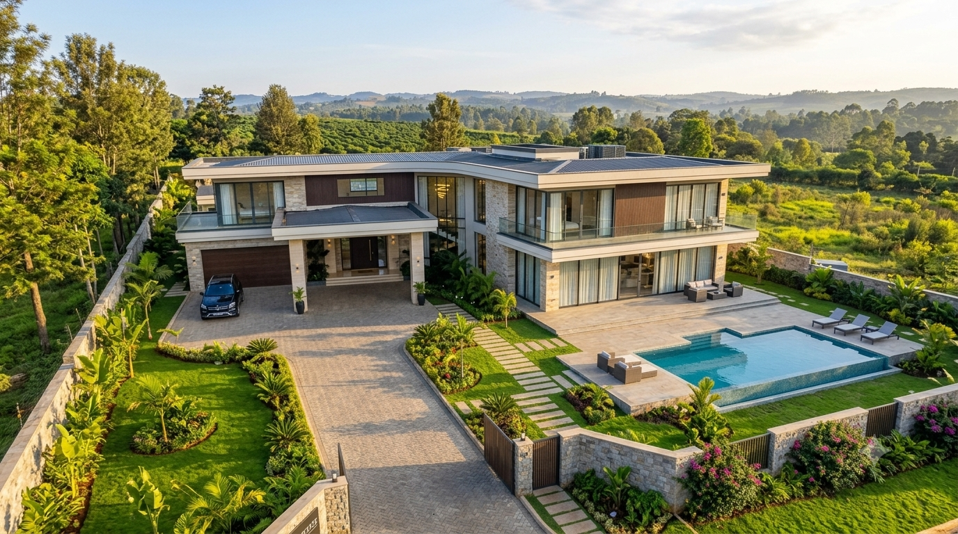 Modern luxury villa with a swimming pool, down payment of apartment